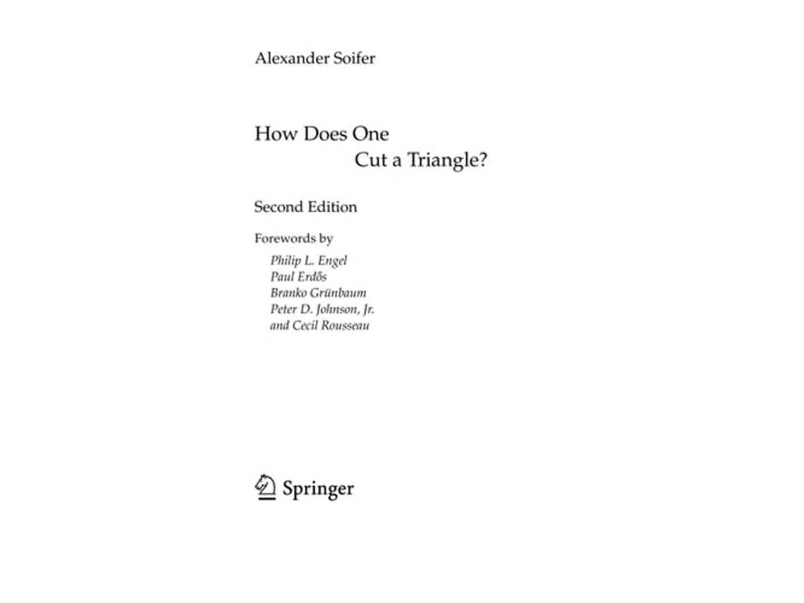 Livro How Does One Cut a Triangle? de Alexander Soifer (Inglês)