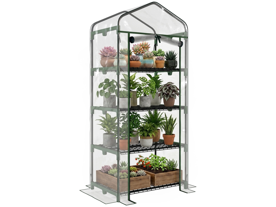 Estante Compacta com 4 Prateleiras e Cobertura em PVC transparente 70x50x160cm BTFORUS
