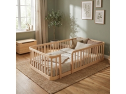 Cercado Modular Bebê Madeira 90x200 Barras 7cm Antiderrapante Portão