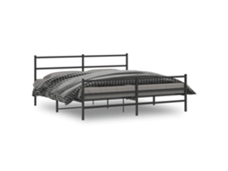 Vidaxl Estrutura De Cama Com Cabeceira E Pés 193x203 Cm Metal Preto