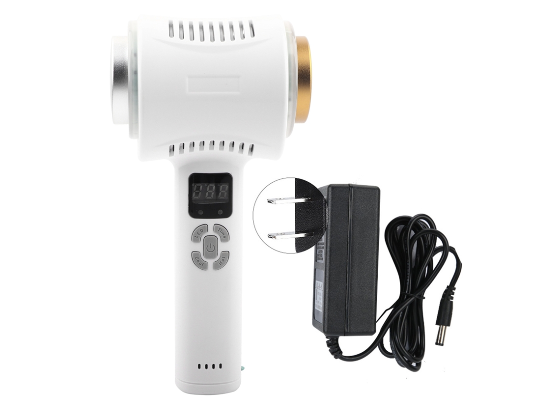Aparelho de rejuvenescimento facial com luz colorida, compressão quente e fria, antirrugas.