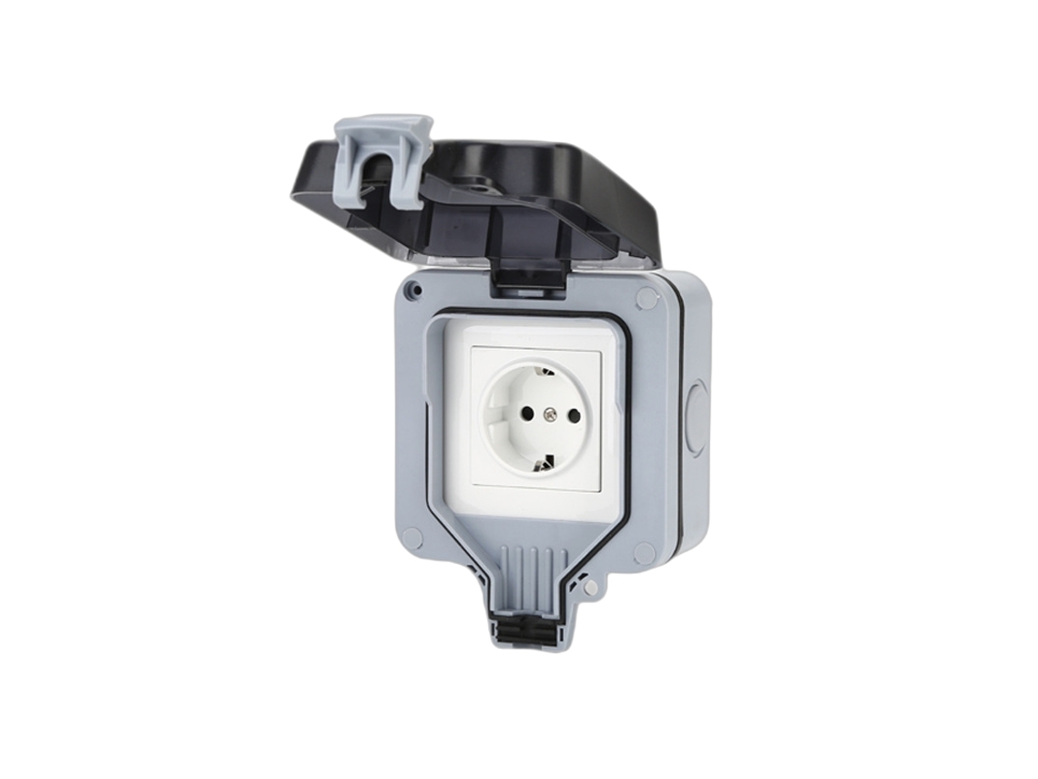 Tomada de Parede Externa com Tampa Ip66, Tomada de Energia 16a 250v, Cinza BRILVIBERA