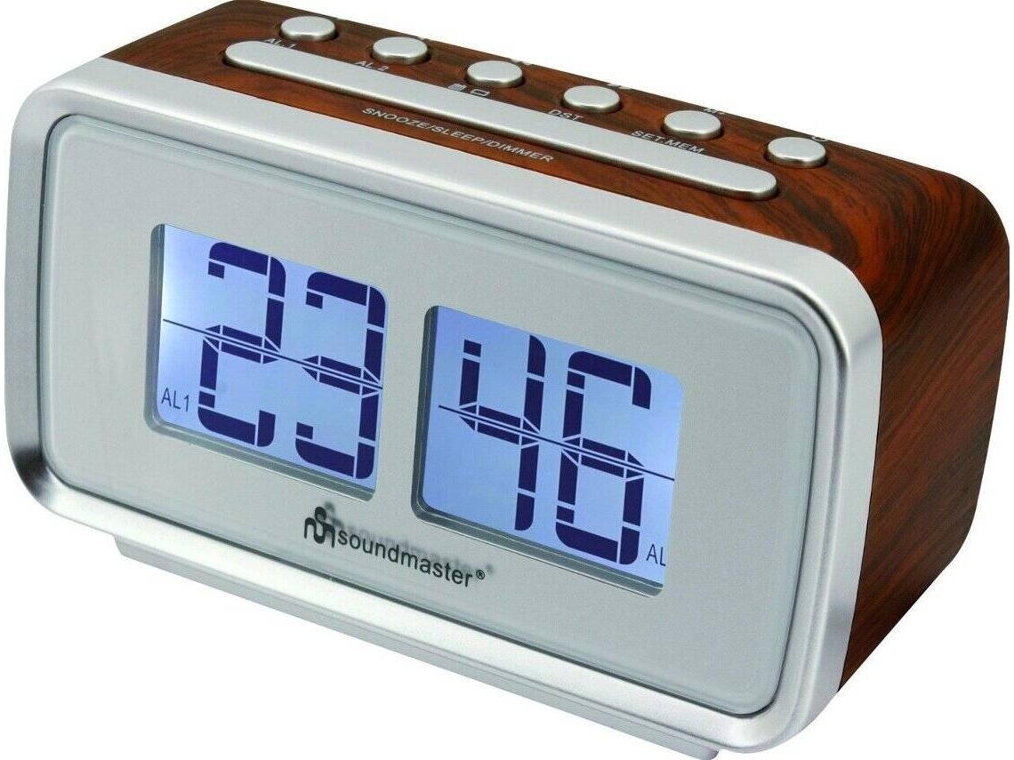 Rádio Relógio SOUNDMASTER UR105BR (Madeira - Digital - Alarme Duplo - Função Snooze - Corrente)