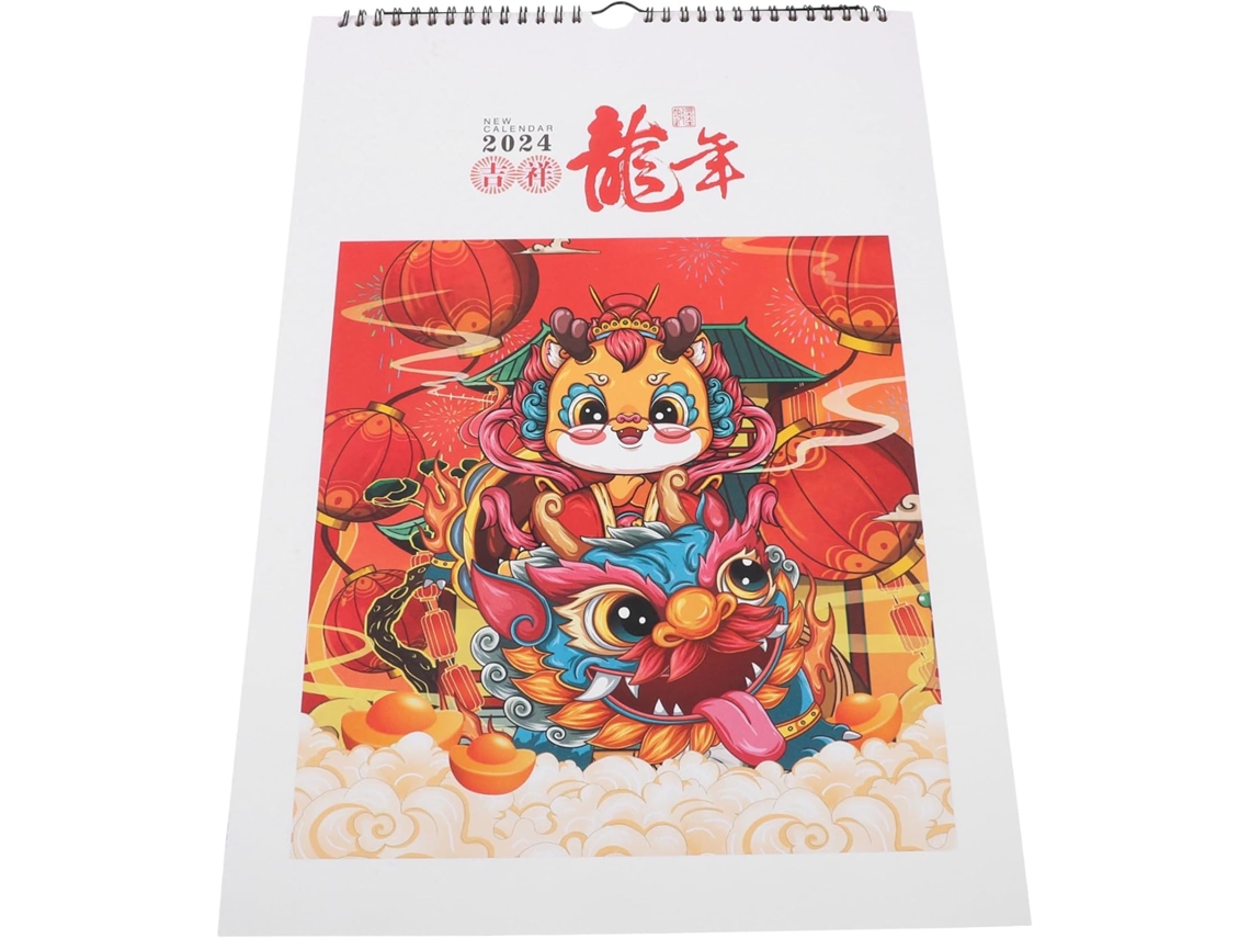 Calendário De Parede Do Ano Do Dragão Em Estilo Chinês, Decorativo Tradicional Para Pendurar No Escritório E