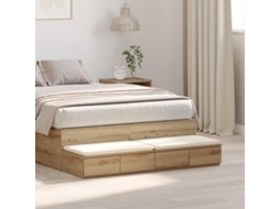Vidaxl Gavetas De Cama Carvalho Artesanal 120 X 36,5 X 16,5 Cm