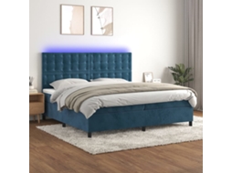 Cama Box Spring C/ Colchão/led 200x200 Cm Veludo Azul-escuro