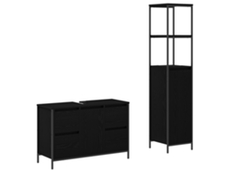 Conjunto 2 Conjunto De Móveis Para Banheiro Vidaxl Preto Derivados De Madeira (36 X 35 X 165 Cm)