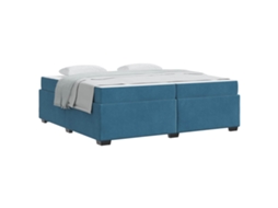 Estrutura da Cama com Colchão Azul Escuro Tecido MAISON EXCLUSIVE 200x200 cm