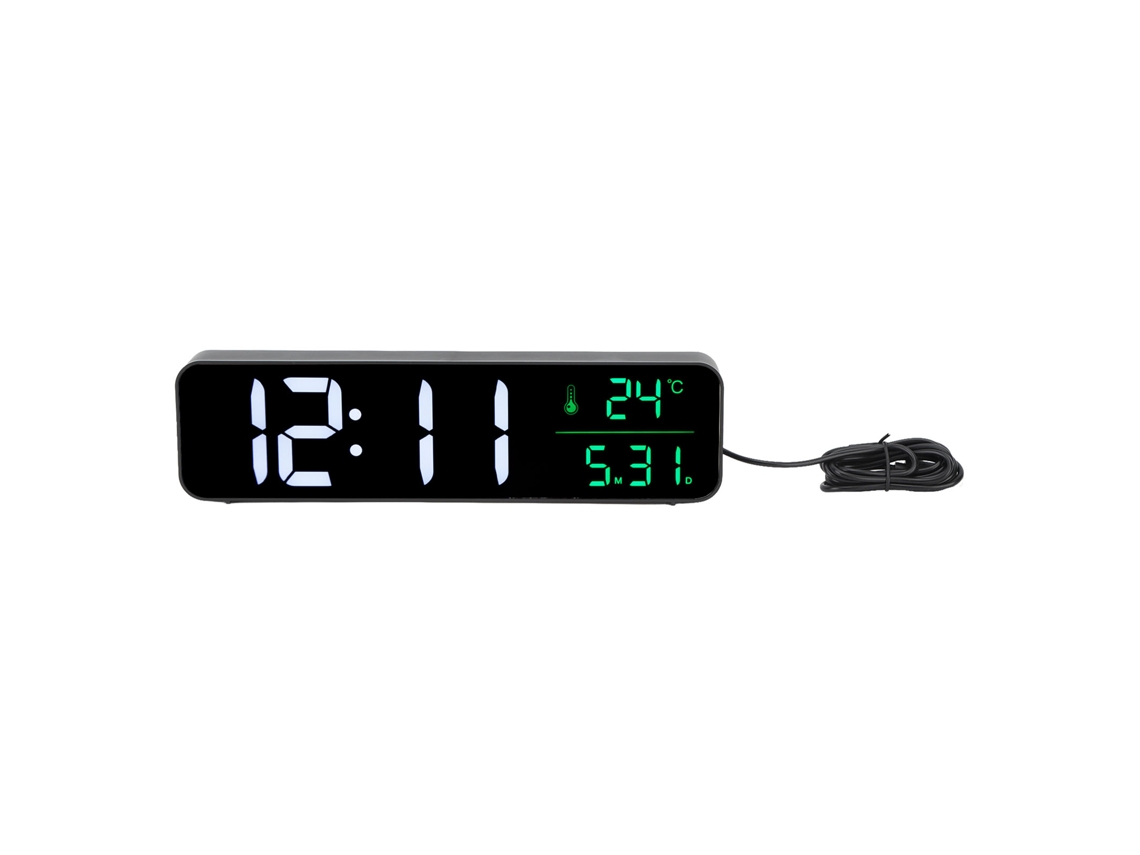 Despertador LED Baok com música, visor grande, temperatura, data, 5 níveis de brilho ajustáveis, digital, preto.