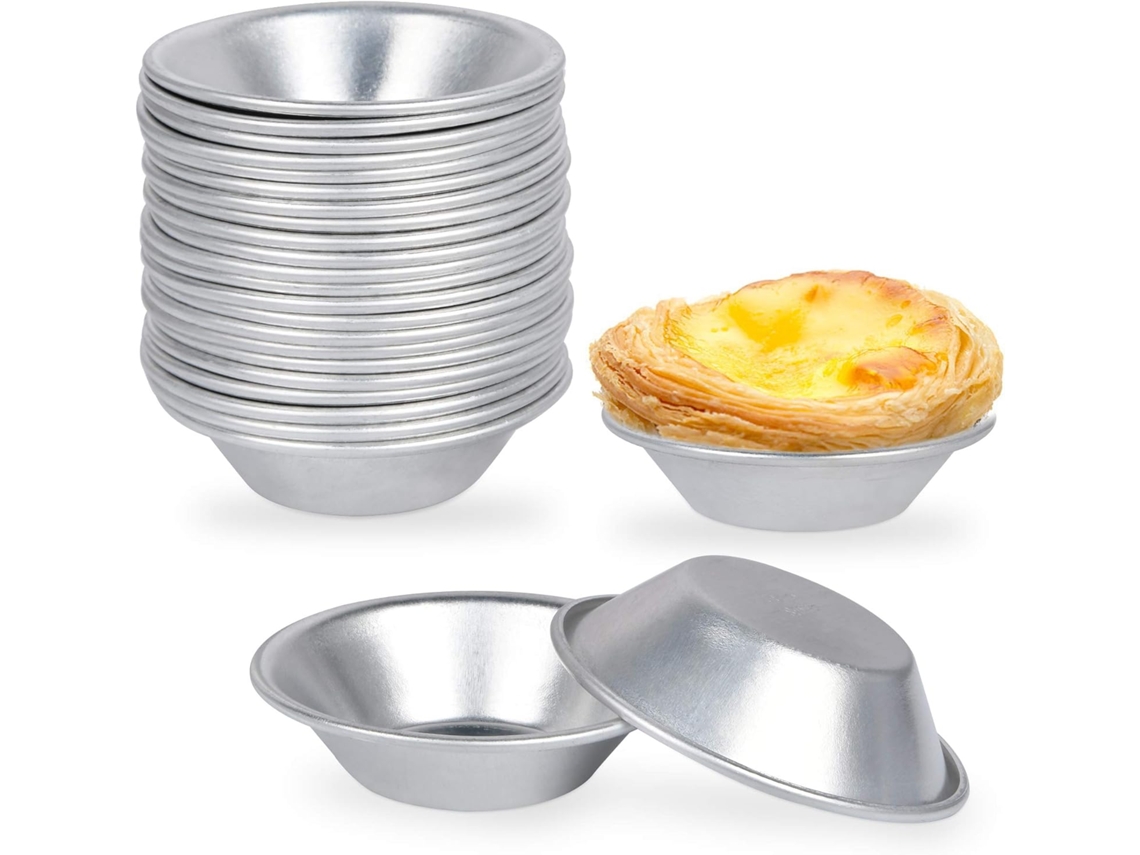 Conjunto 25 Formas Para Pastelaria - Formas De Tarte - Formas Redondas Reutilizáveis - Antiaderente - 7 Cm - Alumínio - Prateado