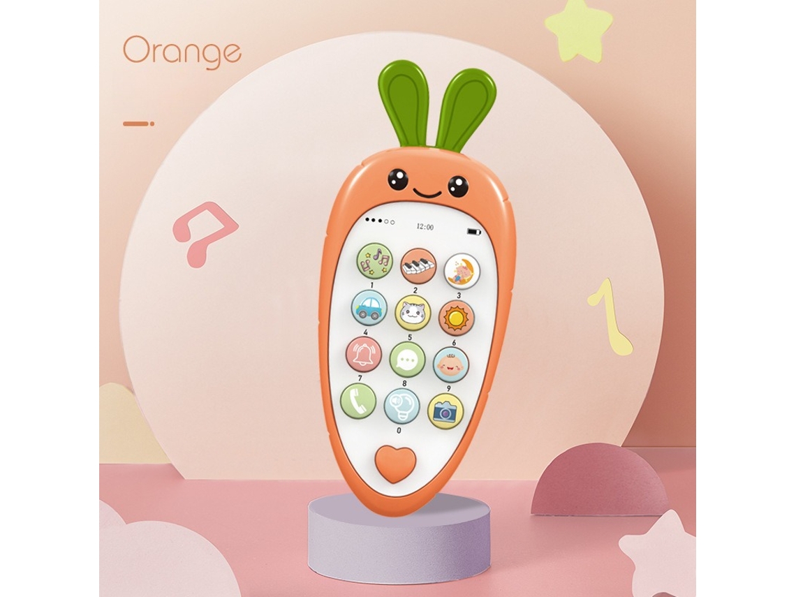 Telemóvel Educativo Cenoura Para Bebés Hexinyigjly Música, Luzes, Aprendizagem Precoce Laranja