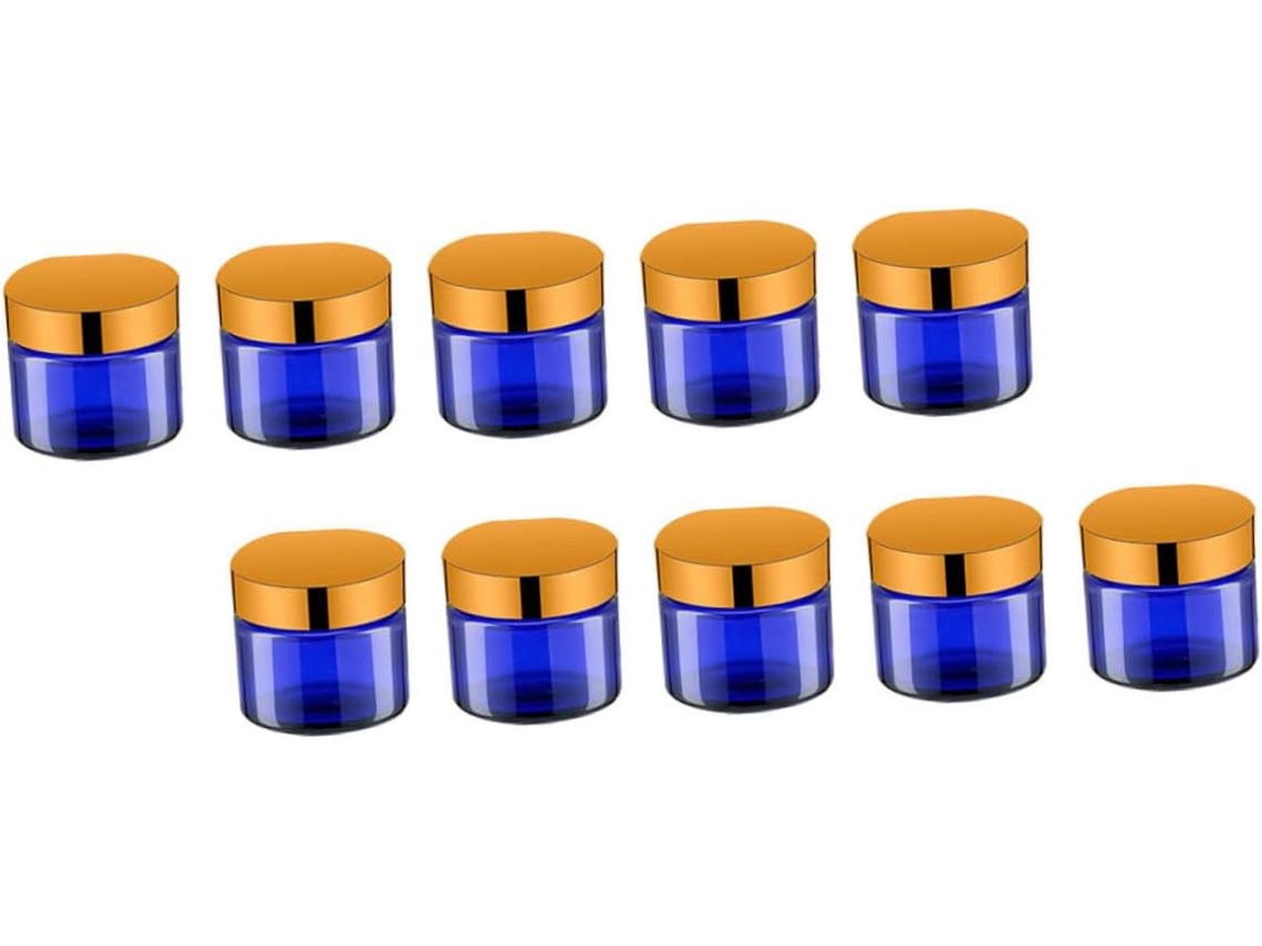 De 12 Potes De Vidro Azuis Compactos E Recarregáveis Para Cosméticos, Ideais Para Amostras Em Viagem E Cuidados Com O Corpo.