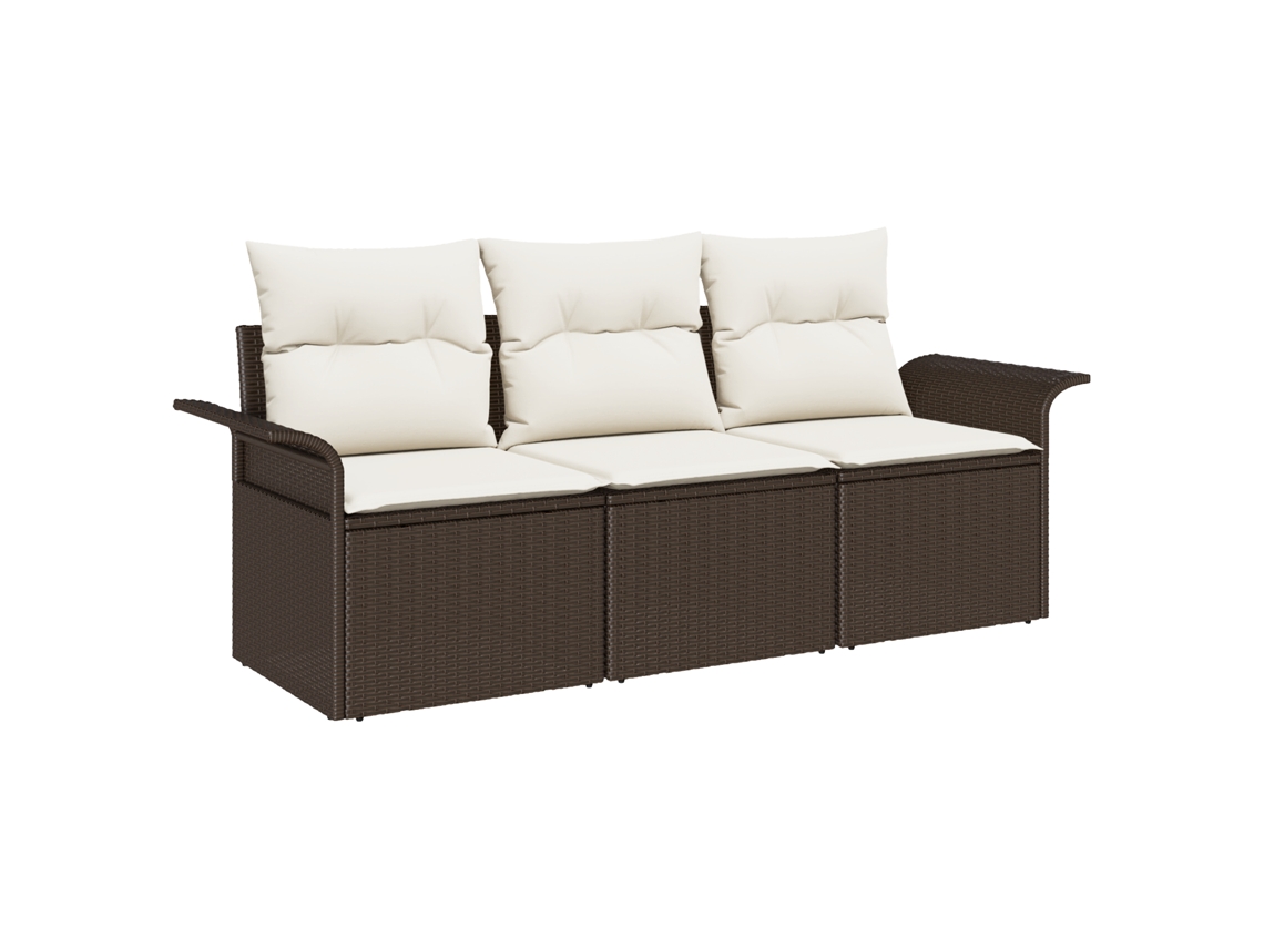 Conjunto 3 Assentos De Jardim Vidaxl Castanho Vime Pe (196 X 62 X 69 Cm)
