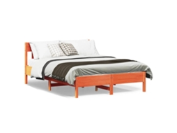 Vidaxl Cama Sem Colchão 140x190 Cm Pinho Maciço Castanho-mel