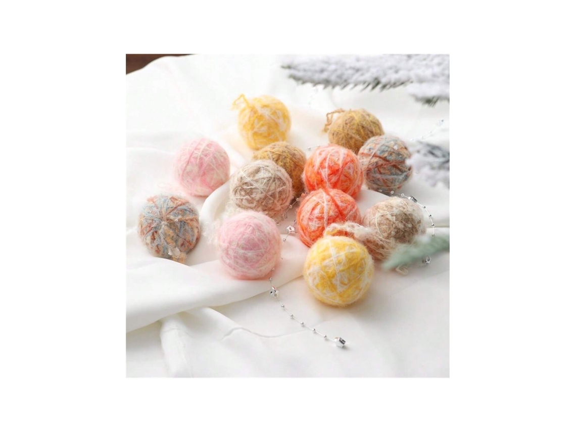 Anhangados De Natal 5cm/12un, Bolas De Fio De Pelúcia, Decoração De Árvore, 6 Cores Diy Igvtrade (rosa, Amarela, Café)