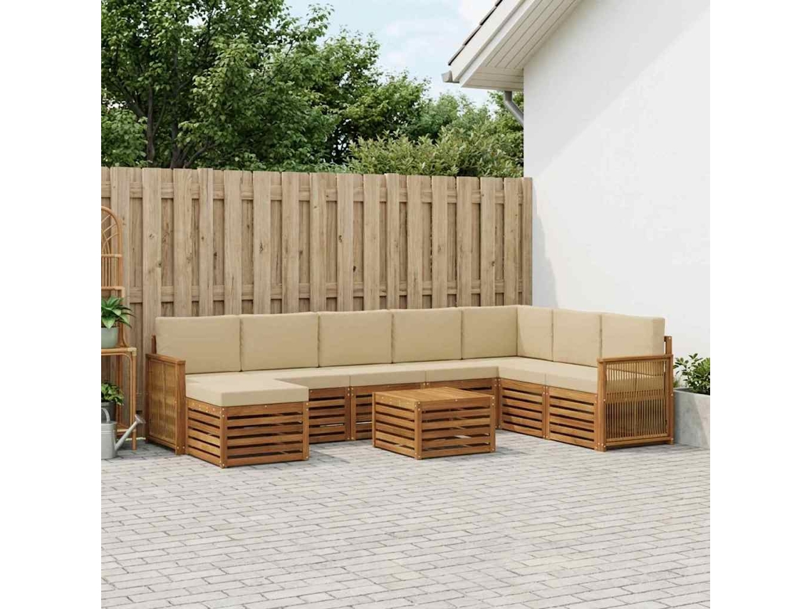 Vidaxl Conjunto De Sofás Para Exterior 7 Unid. Natural