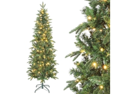 Árvore De Natal Artificial De 180 Cm, Modelo Esguio, Com 200 Luzes, 8 Modos De Iluminação, 605 Ramos Na Cor Verde.