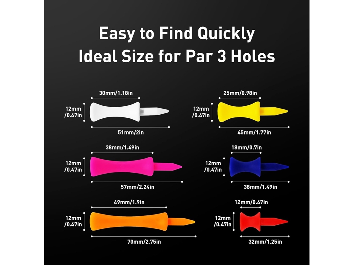 Lurelia Tees De Golfe, 100 De Plástico Inquebráveis, Todos De 2 1/4 Polegadas, Rosa, Alturas Variadas