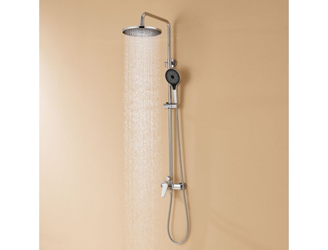 Coluna de chuveiro Auralum Chrome - Misturador mecânico - Cabeça alta redonda de 10 polegadas - Alta ajustável 103-139 cm