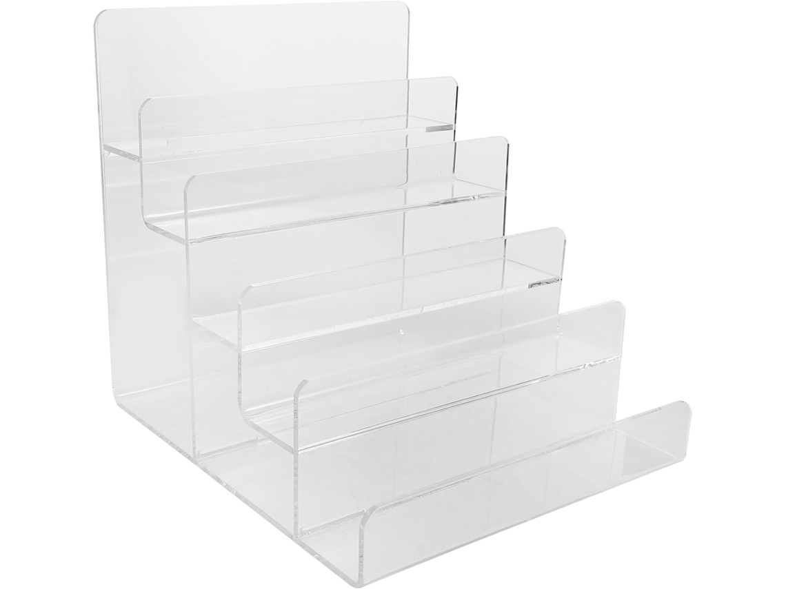 Organizador De Carteira Em Acrílico Com 5 Compartimentos E Design Trapezoidal