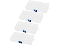 Conjunto de 4 Caixas Organizadoras Retangulares de Plástico Transparente e Branco, Destacáveis, com CHABERLU
