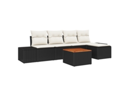 Conjunto 6 Conjunto De Sofá De Jardim Vidaxl Preto Vime Pe (294 X 62 X 69 Cm)