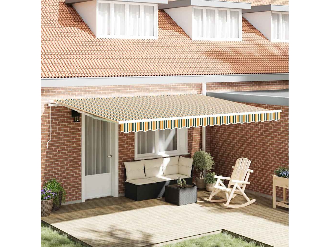 Vidaxl Tecido De Substituição Para Toldo Verde E Amarelo 4,5 × 3 M
