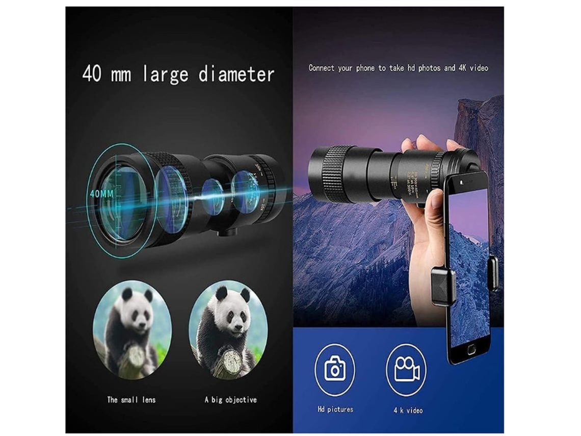 Telescópio 4k 10 300 X 40 Mm Super Zoom High Power Scope Night Vision Telescópio Militar À Prova Dágua Para Viagens Em Acampamento Sem Tripé Bestvite