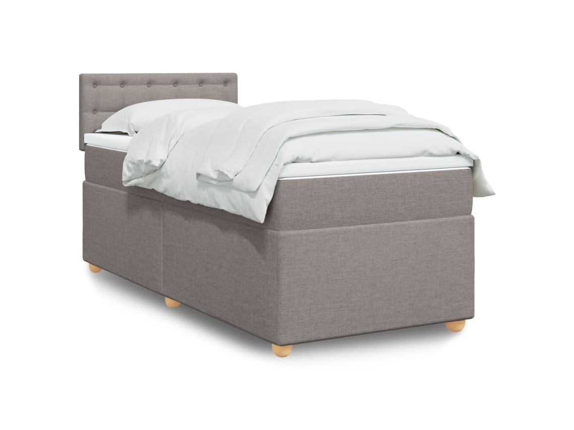 Vidaxl Cama com Molas/colchão 90x190 Cm Tecido Castanho acinzentado