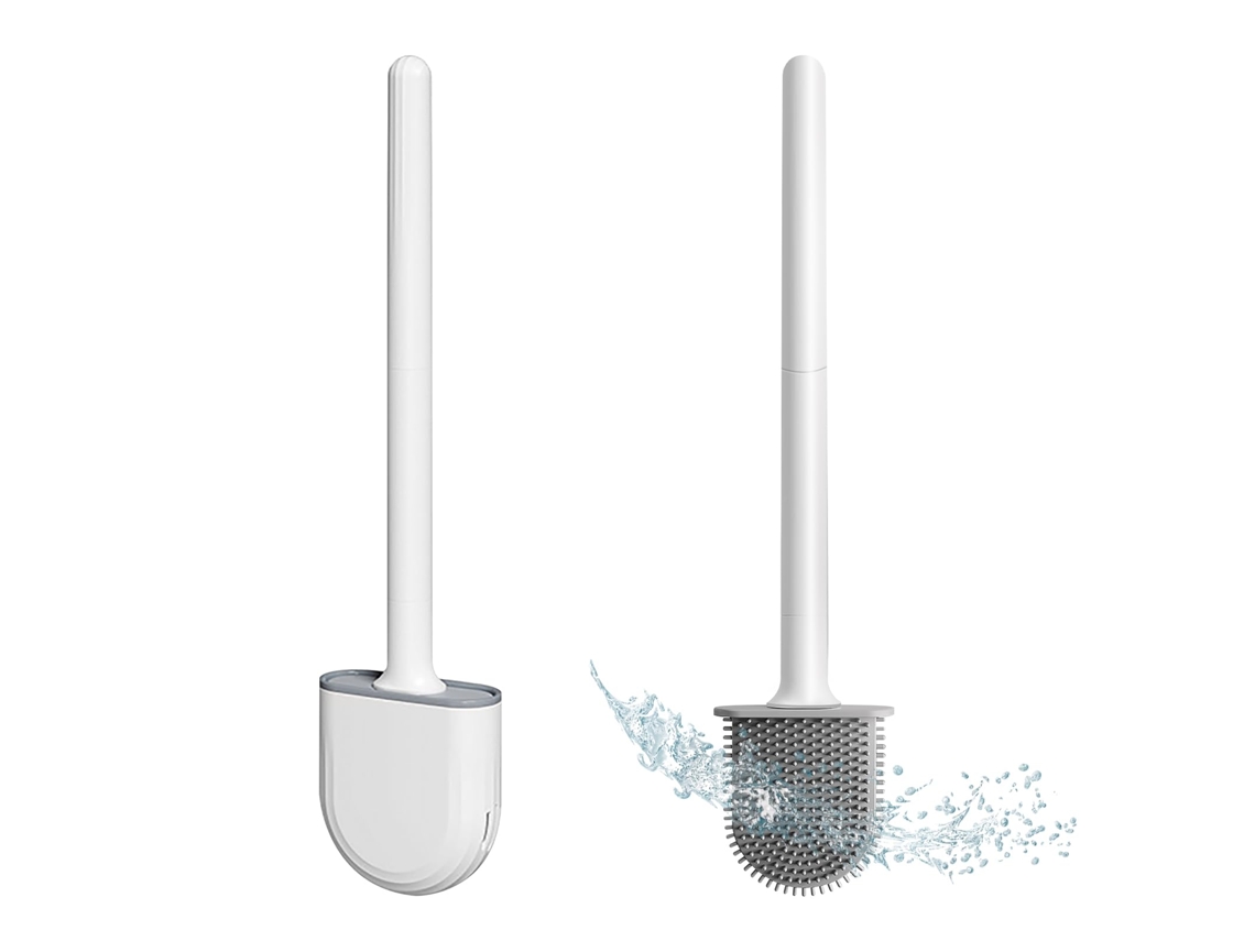 Escova Sanitária de Silicone para Fixação na Parede, com Cabo Alongado, Cabeça, Cerdas com Base Ventilada AQUAFORGE