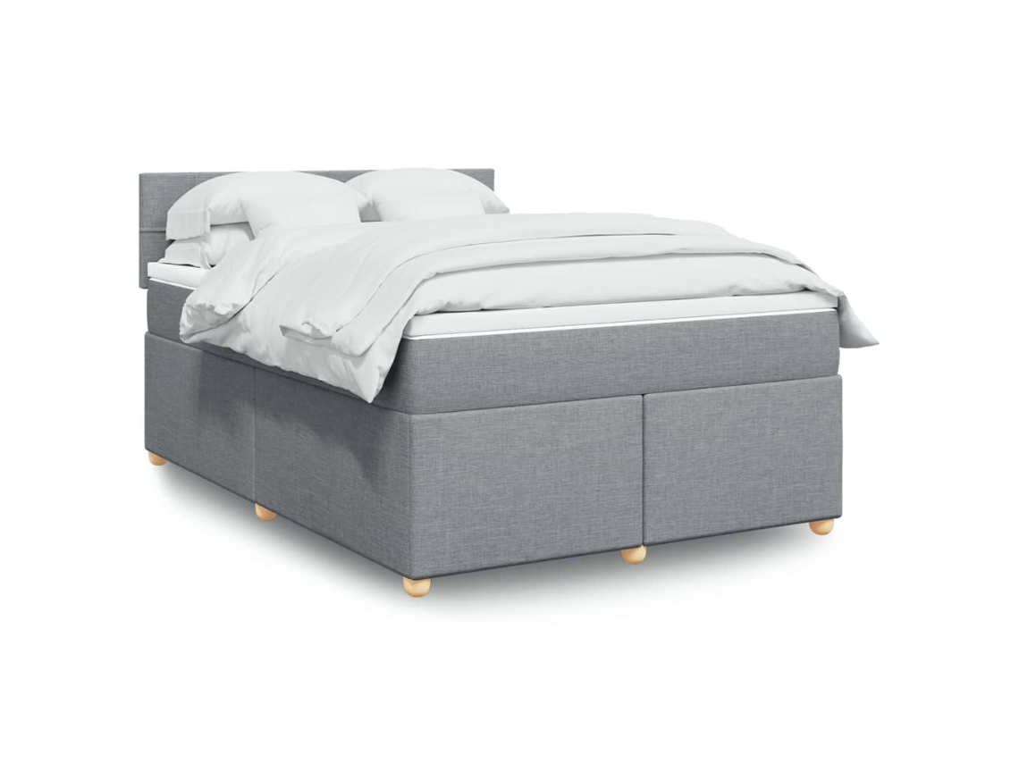 Vidaxl Cama Com Molas/colchão 140x200 Cm Tecido Cinzento-claro