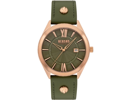 Relógio masculino verde couro real Highland Park Vspzy0321 VERSUS BY VERSACE