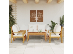 Conjunto Jardim Lounge 5 Peças C/ Almofadões Acácia Maciça Dkd Home Decor