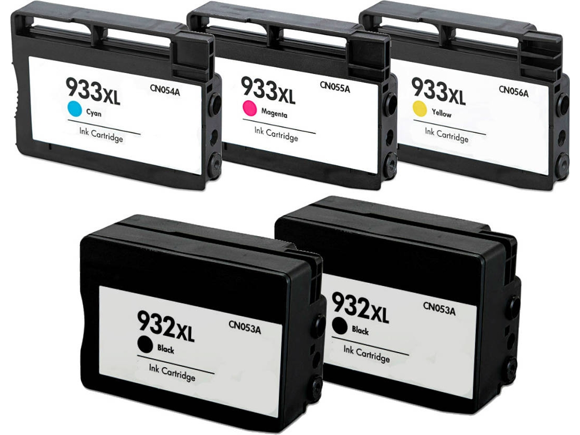 Pack 5 Tinteiros para Hp 2x 932xl + 3x 933xl