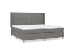 Cama com Molas/Colchão 200x200 Cm em Tecido Cinzento Escuro MAISON EXCLUSIVE