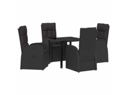 Maison Exclusive - Conjunto De Jantar Para Jardim Com Almofada 5 Pcs Preto Vime Pe