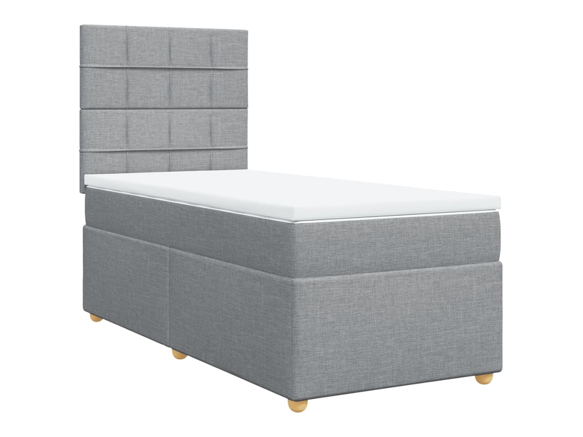 Cama com Molas e Colchão Tecido Cinzento Claro MAISON EXCLUSIVE (100x200 cm)