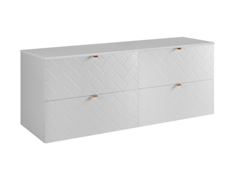 Móvel De Banheiro, Branco Com Puxador Dourado / Com Placa Superior, 160 X 57 X 46 Cm 3xe Living