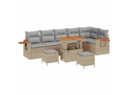 Maison Exclusive - Conjunto De Sofá De Jardim 9 Pcs Bege E Cinza Claro