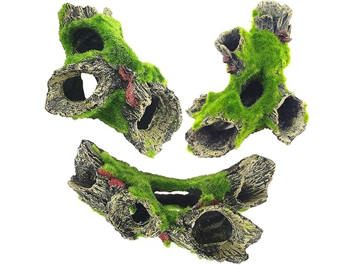 Decoração de Cavernas Rochosas para Aquários, 2 Troncos Decorativos em Resina , Ergonômico, Uso Diário STELASPLEN (16 X 10 7 Cm)