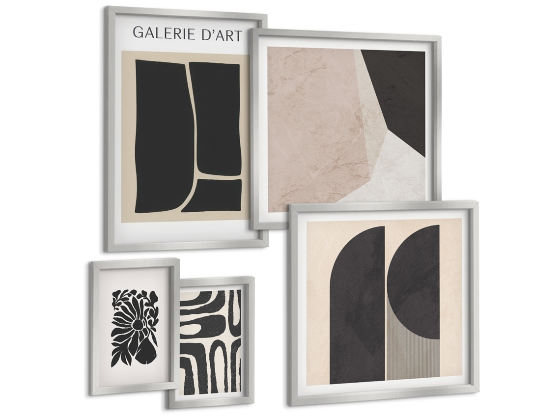 Conjunto De Pinturas Gráficos Estilosos Minimalistas Espelharte (5 Peças)