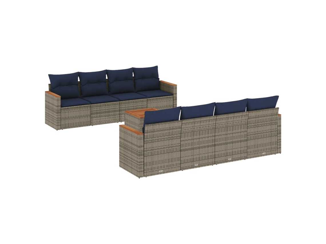Conjunto de Sofá de Jardim, 9 Peças, Almofadas, Rattan Cinza MAISON EXCLUSIVE