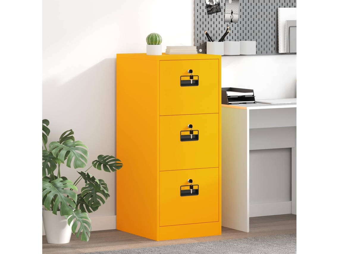Vidaxl Armário De Arquivo Amarelo Mostarda 44 X 50 X 106.5 Cm