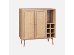 Aparador com Suporte para Garrafas Decoração em Vime e Madeira 83Cm Natural SWEEEK