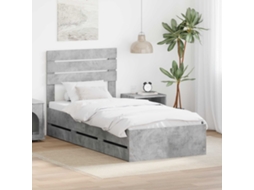 Vidaxl Estrutura Da Cama Cinzento 75 X 190 Cm Madeira De Engenharia