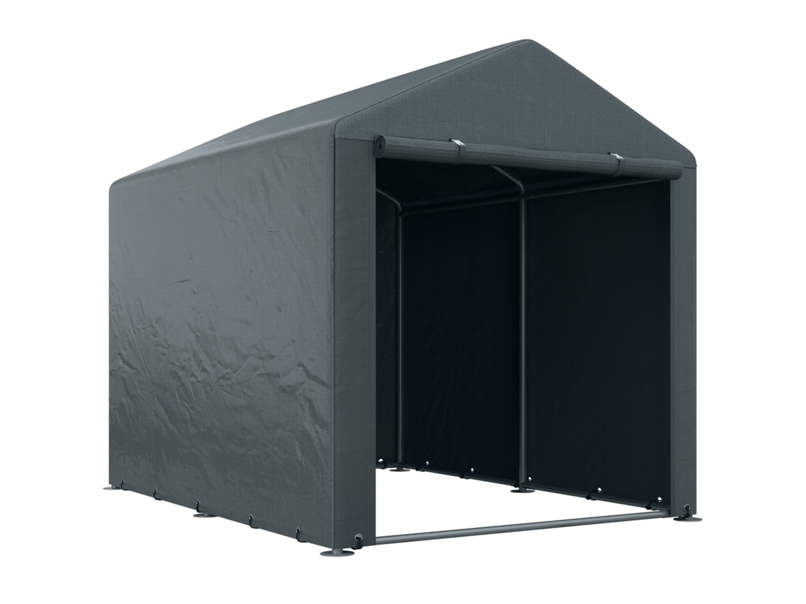 Abrigo Para Ferramenta Aço Galvanizado, Tecido Pe Cor Cinza Escuro/cinza De Carvão 160x218x172 Cm Outsunny