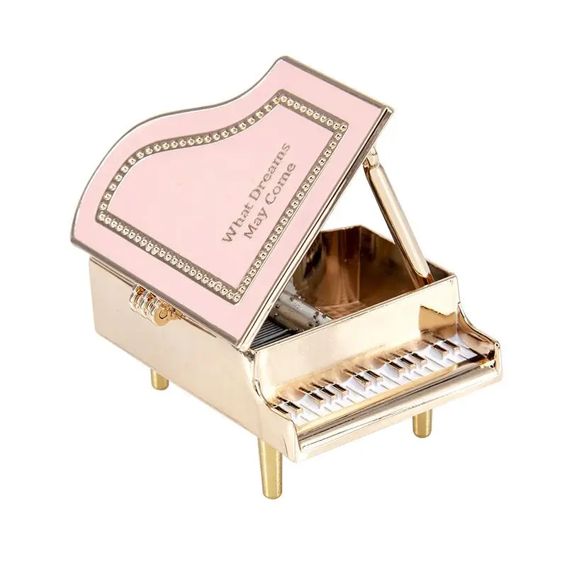 Caixa de Música em Liga Metálica em Formato de Piano em Miniatura (simulação) MDUG (rosa)