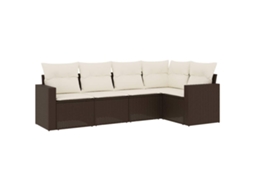 Maison Exclusive - 5 Pcs Conjunto Sofás P/ Jardim C/ Almofadões Vime Pe Castanho