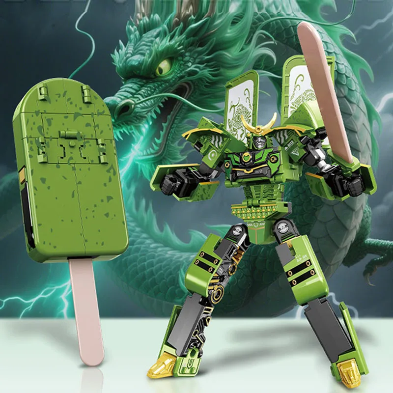 Robô Transformável 2 em 1 de Sorvete, Brinquedo Educativo Transformável Modelo Guerreiro, Presente para Crianças MDUG (verde)