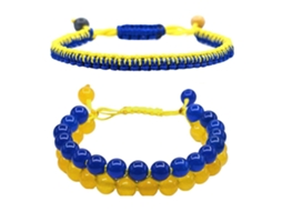 Pulseira Da Ucrânia Com Pérolas De Cristal Natural Ajustável Pulseira De Braided Azul Amarelo De Jóias Da Bandeira Ucraniana
